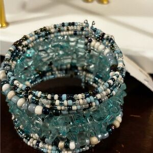 NWT Cuff Bracelet with Turquoise/beads Black White Accents